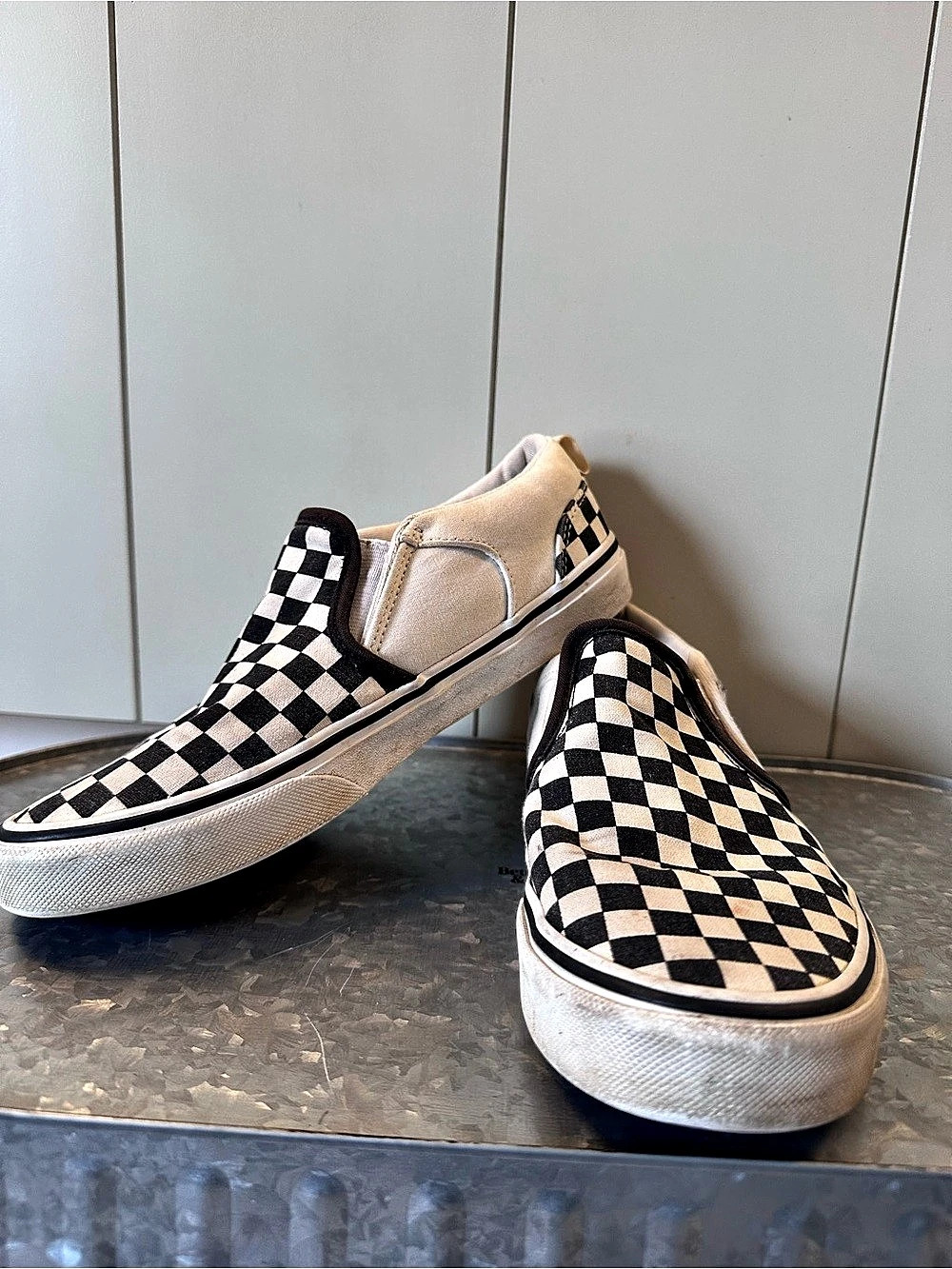 Vans Classic Slip-On Checkerboard Sneakers Black & White US 5.5